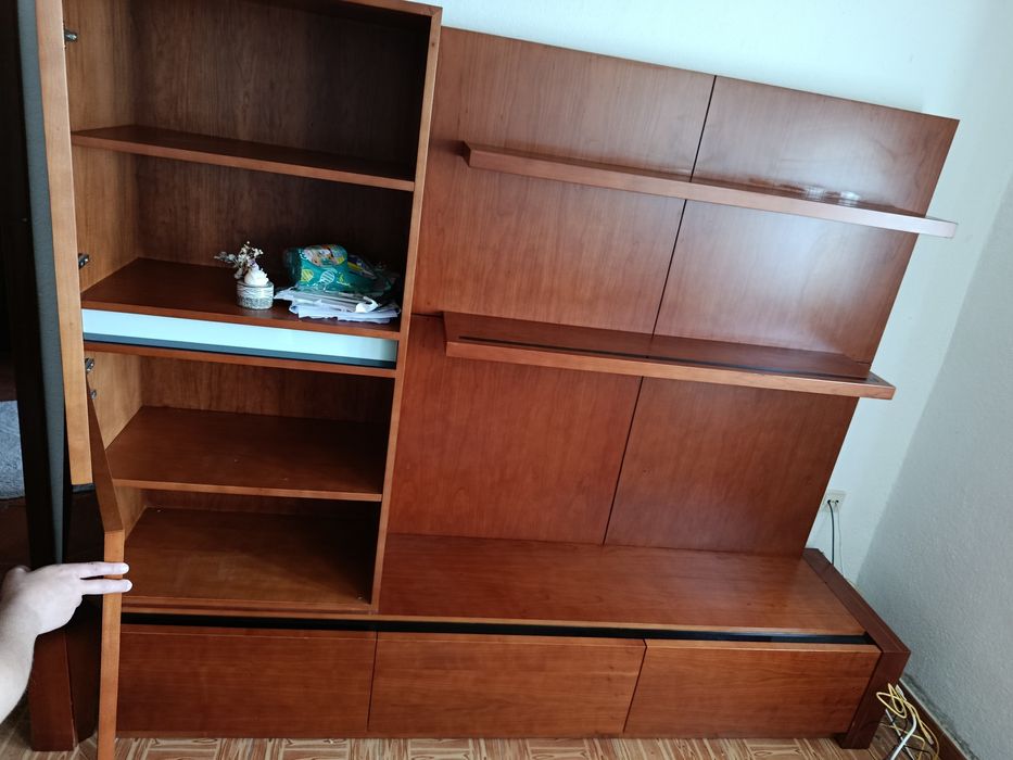 Móvel tv sala madeira e vidro