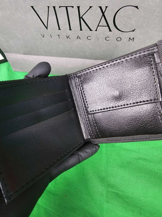 Portfele Meskie Louis Vuitton portfel czarny lv Premium kratka