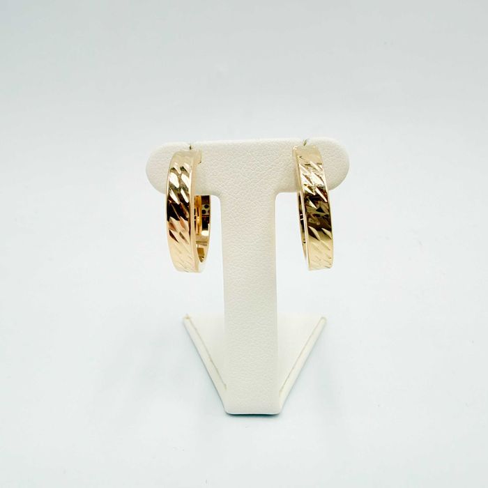 Złote kolczyki 585 diamentowane kółka 2,07g 19,3mm