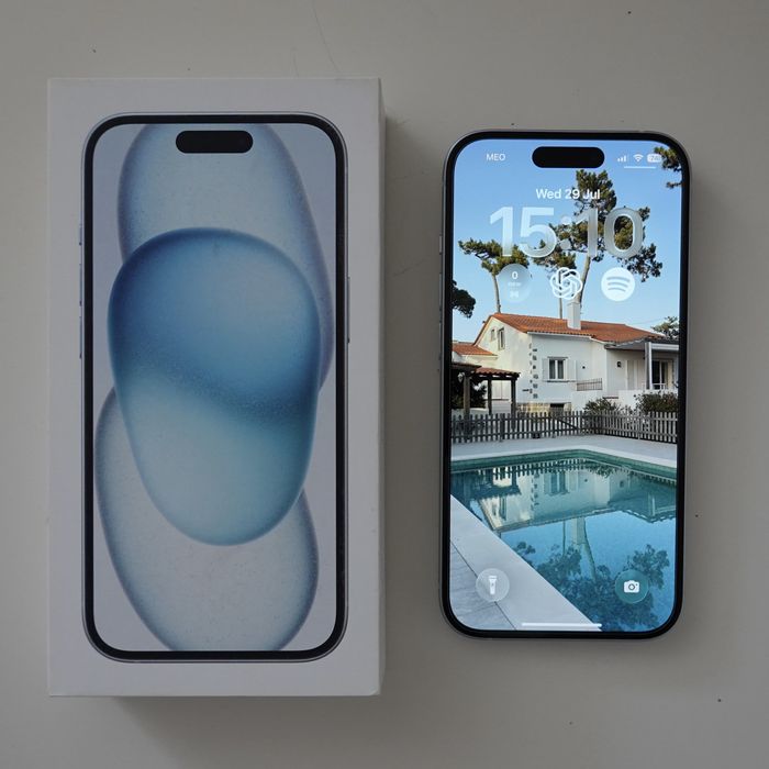 Apple iPhone 15 azul 128 GB + garantia + acessórios