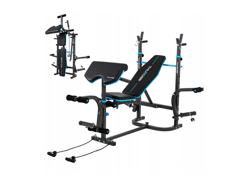 Promocja! Nowa ławka treningowa prosta 2w1 ze stojakami regulowanymi