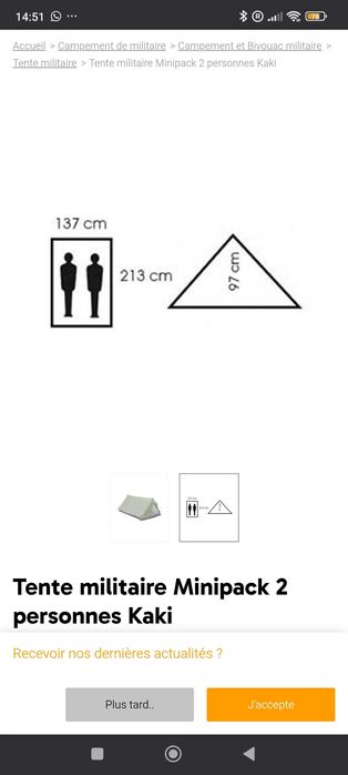 Tenda militaire 2 pessoas