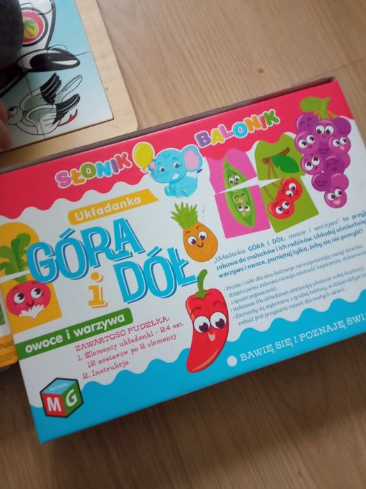 Zestaw puzzle drewniane klocki bierki ukladanka