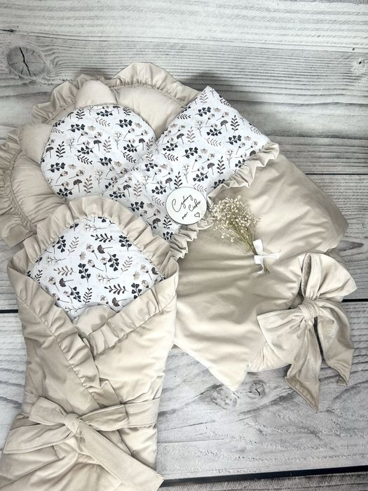 Piekny komplet wyprawka kokon rozek kolderka podusia