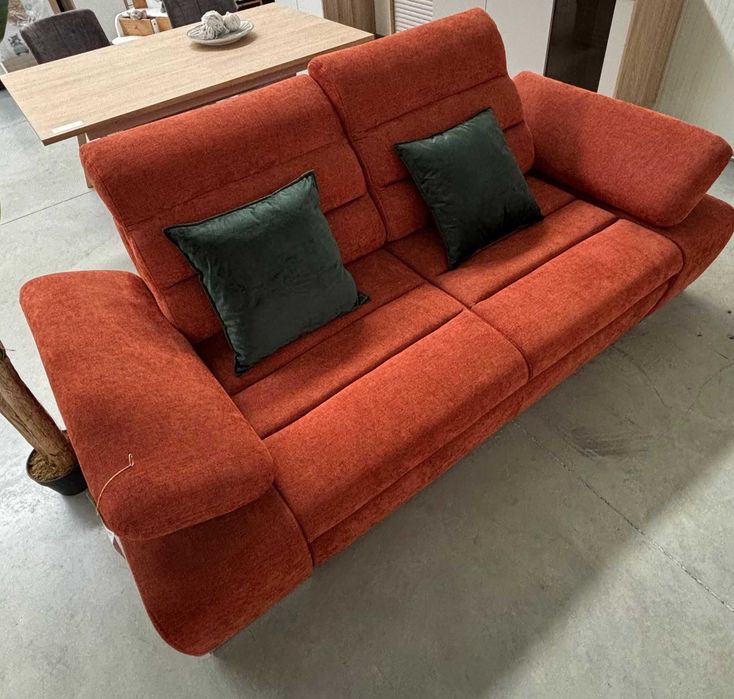 Sofá 3 Lugares | 1 unidade vermelho-laranja 214x107 cm