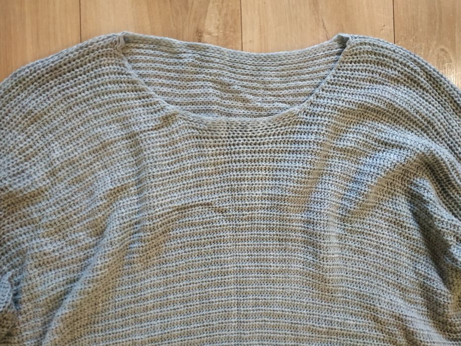 Szary cienki sweterek tunika oversize