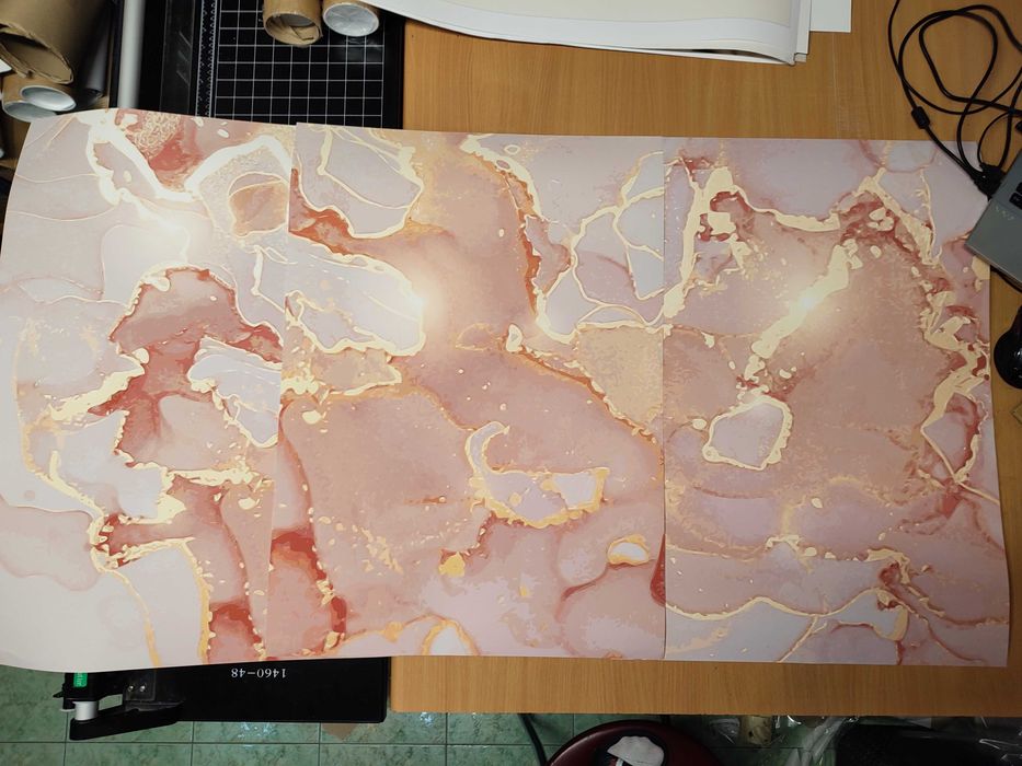 Zestaw 3 plakatów 50x70 komplet marmur złote różowe do ramki OUTLET