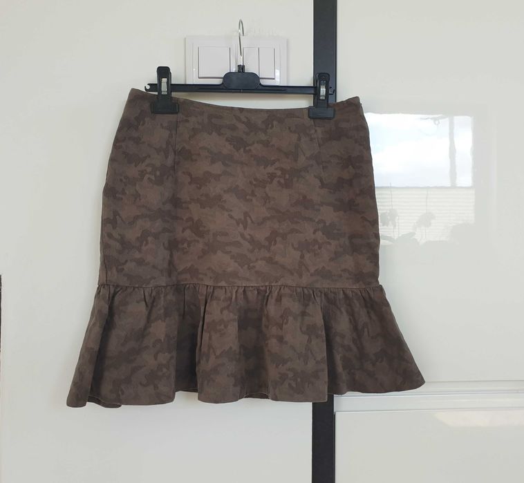Spódniczka moro, khaki z falbanką, 100% bawełna, Reserved, rozmiar S