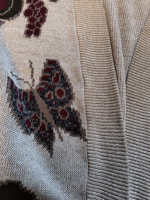 Vintage retro kardigan made in England angielski owoce oversize