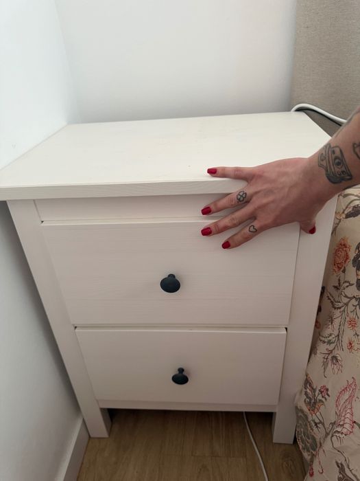 Cómoda c/2 gavetas, velatura branca, 54x66 cm