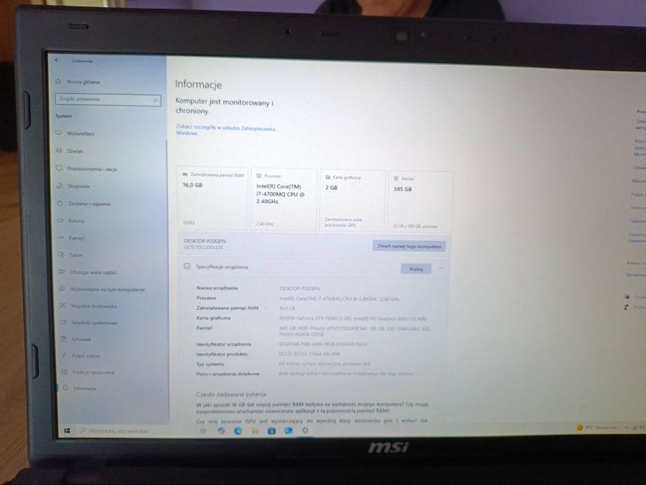 Laptop Gamingowy MSI - MS 1757