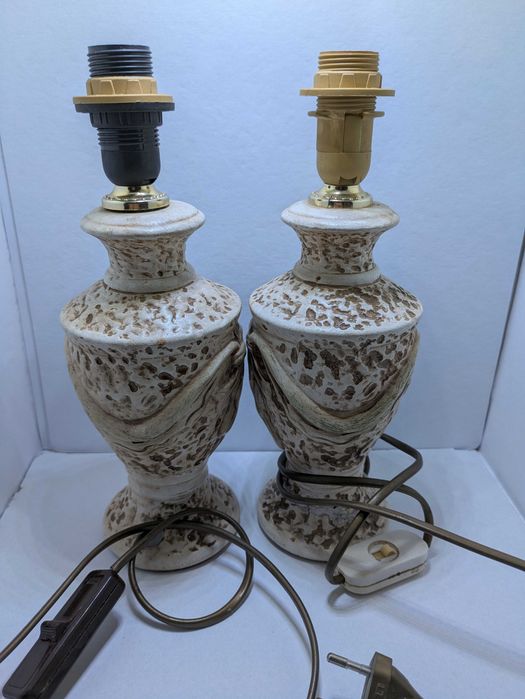 Komplet dwóch ceramicznych lampek stołowych / nocnych (bez kloszy)