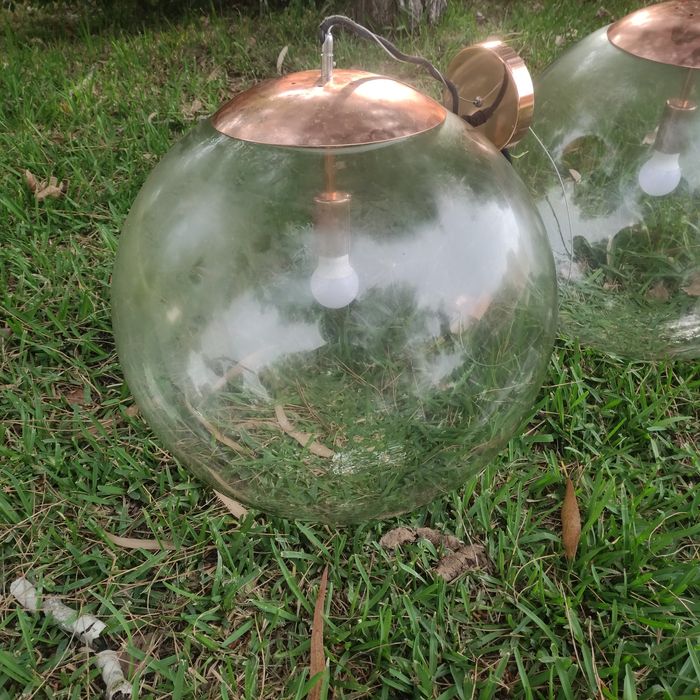 Candeeiros bola vidro suportes bronze