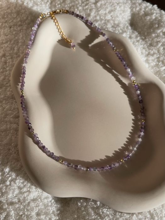 Ametyst naszyjnik choker z minerałów handmade boho talizman prezent