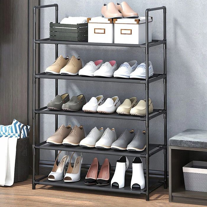 ORGANIZER na buty 10-poziomowy pionowy materiałowy czarny