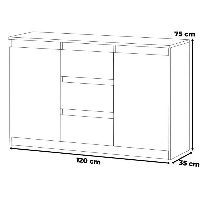 Komoda Nowoczesna Agnes 120cm Pojemna Szafka Do Salonu 3 Szuflady Duża