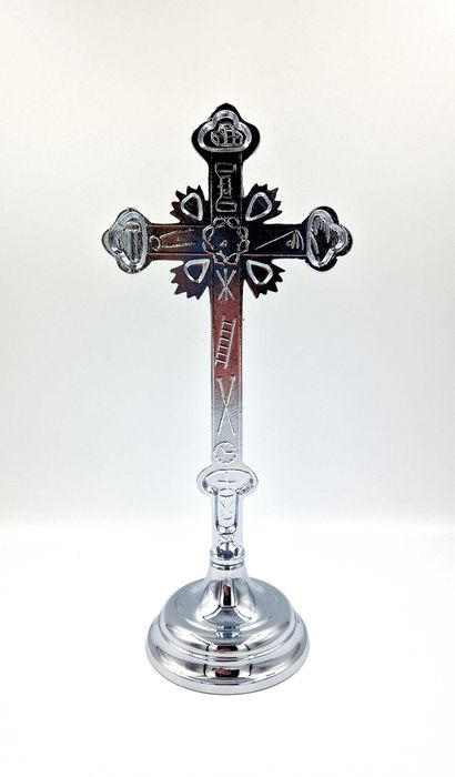 DUŻY Krzyż stojący, Kolęda, Błogosławieństwo, Nikiel, Srebrny