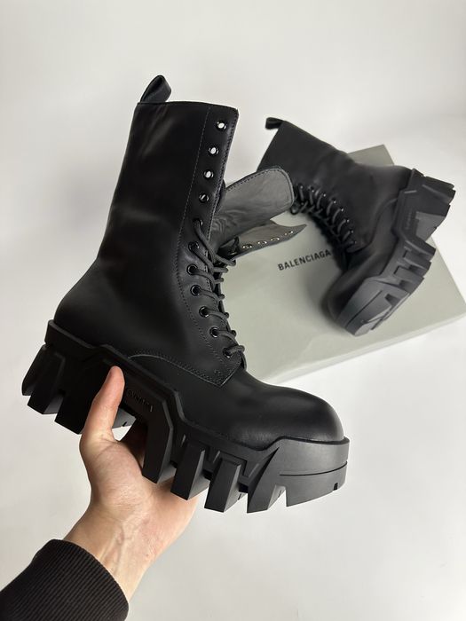 BALENCIAGA Bulldozer boots army fur leather ботинки боты черные кожа