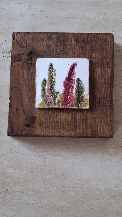 Obrazek na dębowej desce- rękodzieło