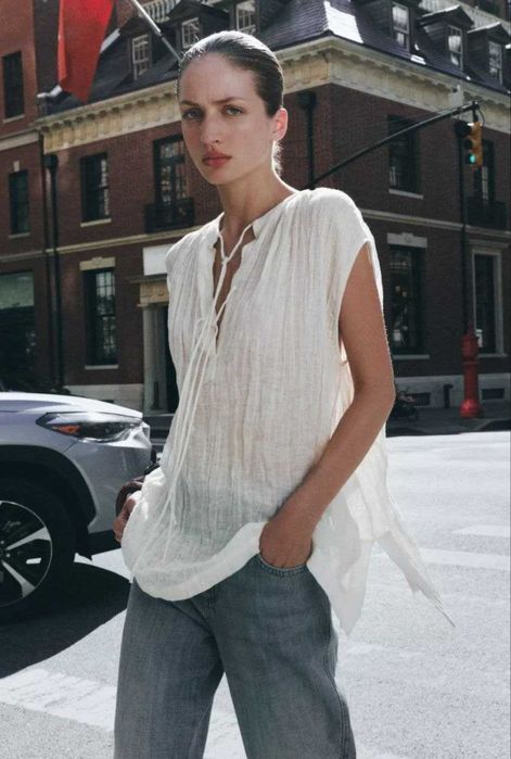 Топ з льону zara m