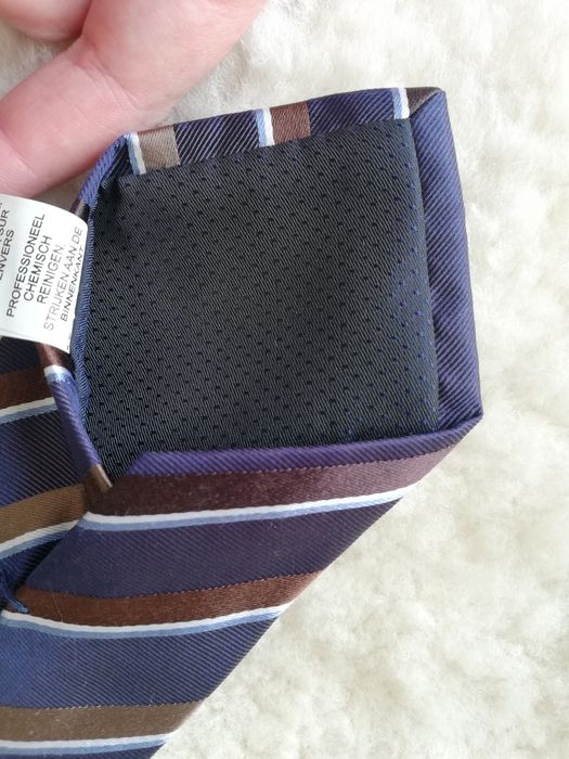 Krawat w paski elegancki jedwab Marks&Spencer