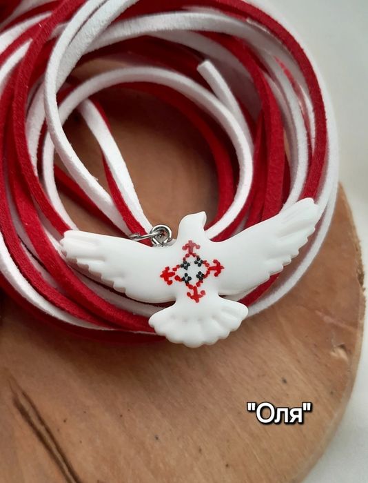 Птахи-підвіски із орнаментом імені, вишиванка, закодовані імена