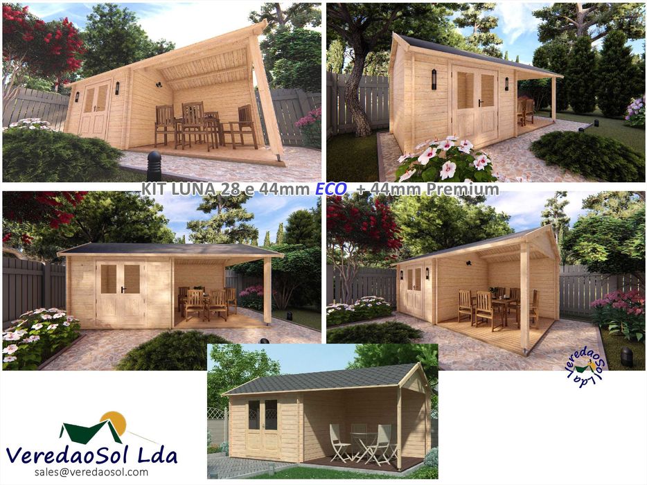 Casa Madeira LUNA Elise 28 e 44mm Coberta 22m² - Terraço 8m² 2 Modelos
