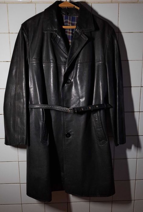 Пальто кожаное демисезонное, Германия, р. 52