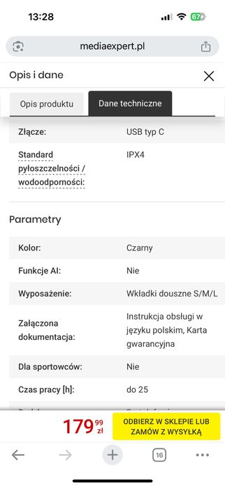 Słuchawki dokanałowe SONY WI-C100B Czarny