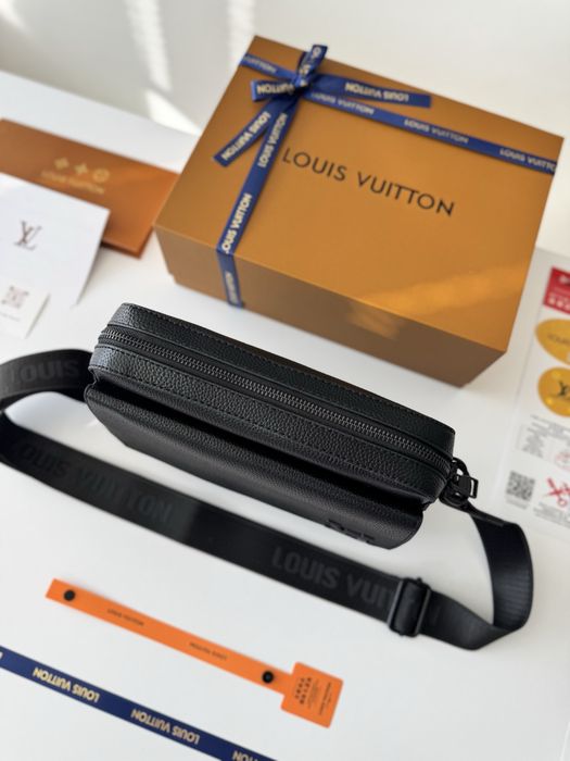 Сумка Louis Vuitton Fastline, чоловіча чорна шкіряна сумка, месенджер через плече, фастлайн луі вітон
