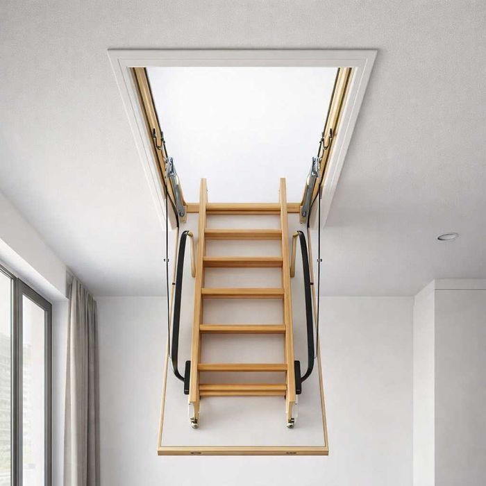 Сходи на горище 120×80 — до 340 см, теплий люк Bukwood / OMAN