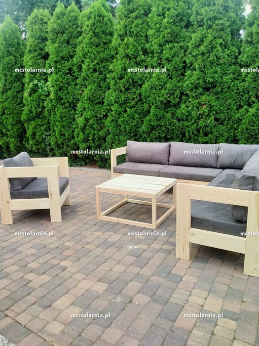 Narożnik ogrodowy zestaw ogrodowy poduszki ogrodowe meble z palet