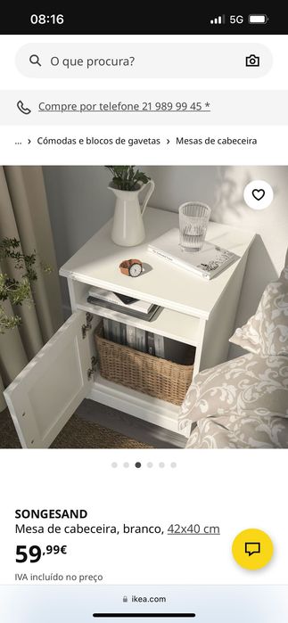 IKEA SONGESAND Cama de casal e mesas de cabeceira