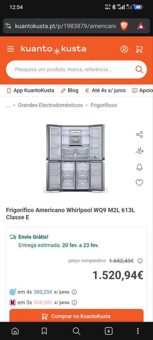 Frigorífico Americano Whirlpool WQ9 M2L Inox