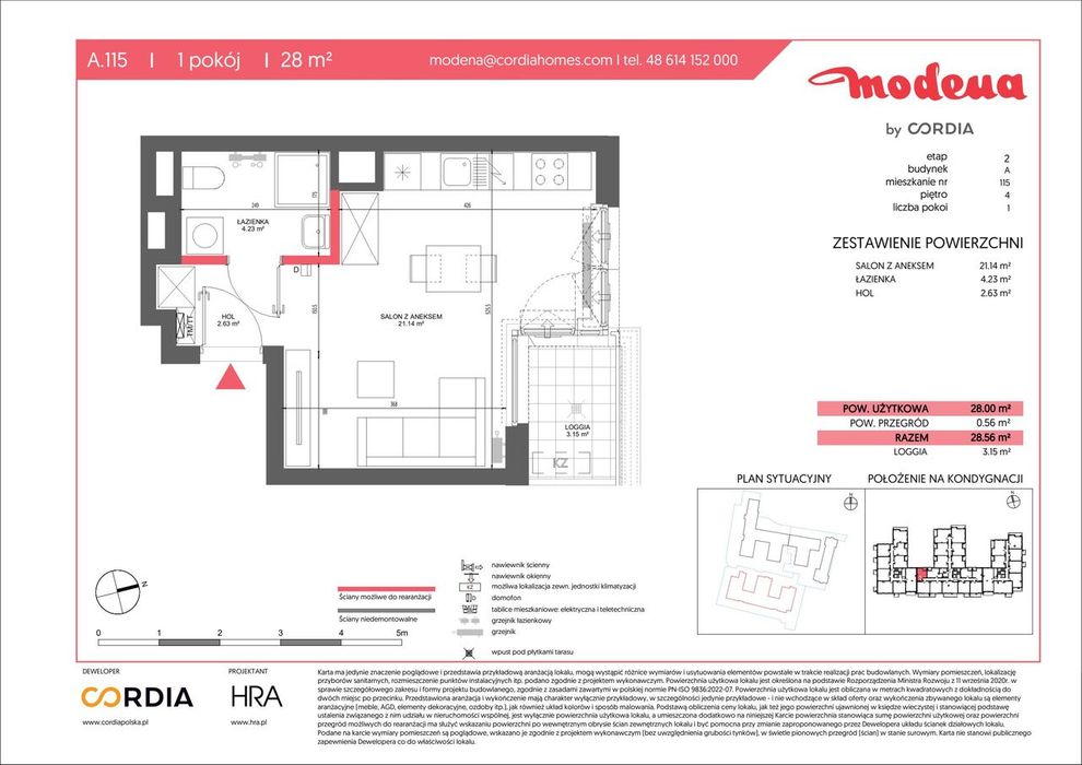 1-pokojowe mieszkanie 28 m² + loggia Bez Prowizji - Widok 2