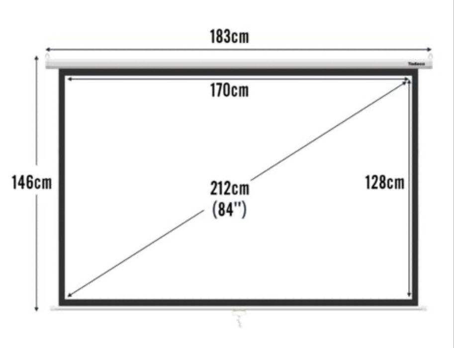 Ecrã de projeção retrátil 84” (212 cm) – como novo