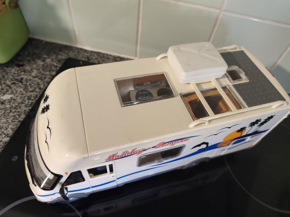1/18 Autocaravana Hymer camping Majorette com acessórios carro coleção miniatura