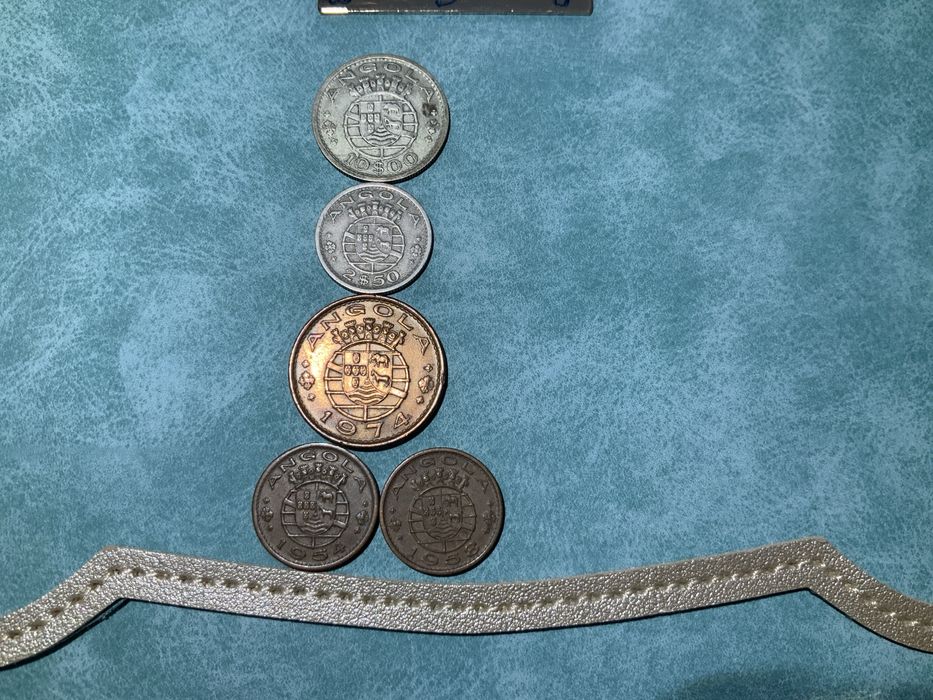 10 escudos Angola Colónia Portuguesa Prata 1955 + 4 moedas