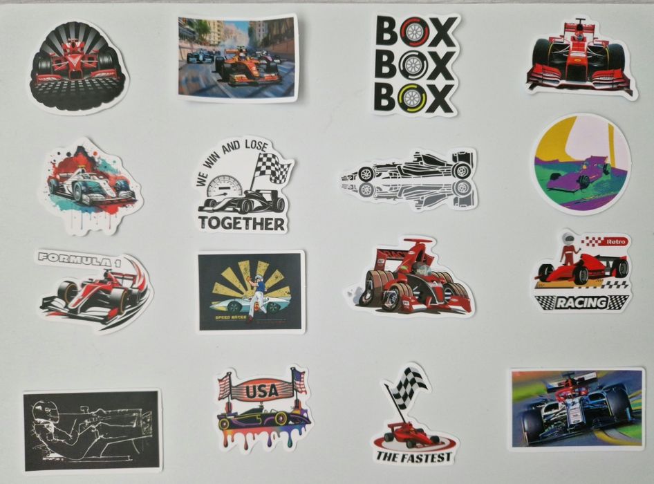 Naklejki F1, Formula 1, 50 sztuk, wyścigi