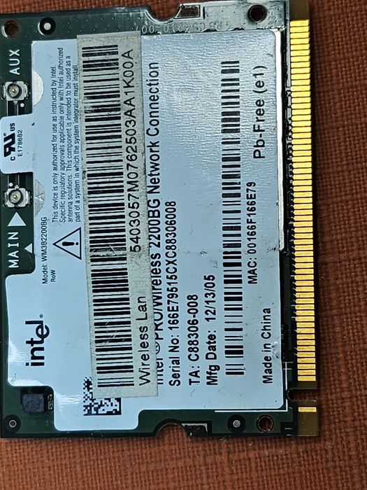 karta sieci bezprzewodowej Intel PRO/Wireless 2200BG