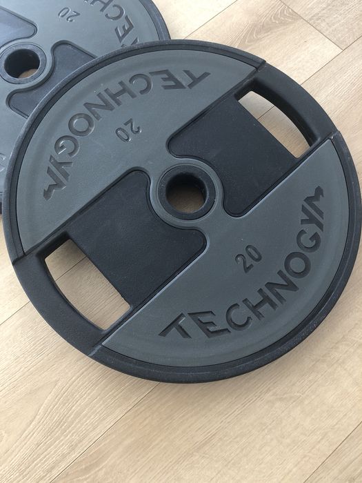 Talerze uretanowe Technogym 2x20kg - jak nowe! Obciażenie do sztangi gryfu