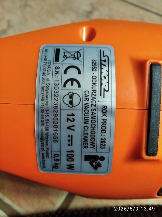 Odkurzacz samochodowy sthor 100w