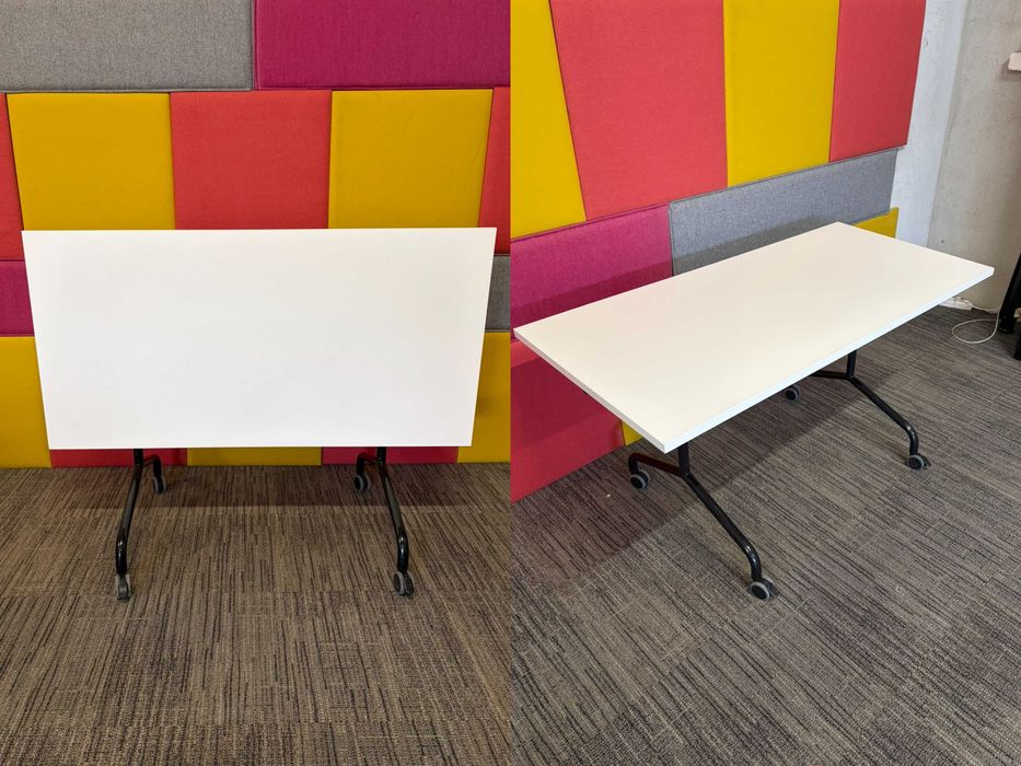 Biurko składane jezdne na kółkach fliptop białe 140x70 okazja!