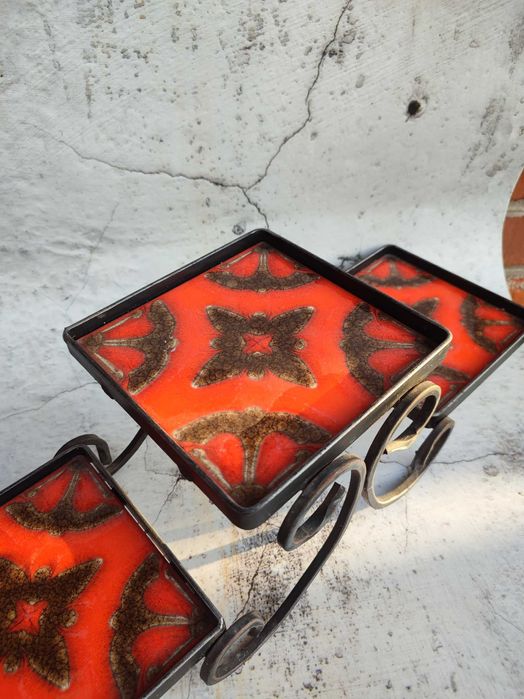 Stojak na Kwiaty - Płytki Ceramiczne - Metaloplastyka lata 60/70