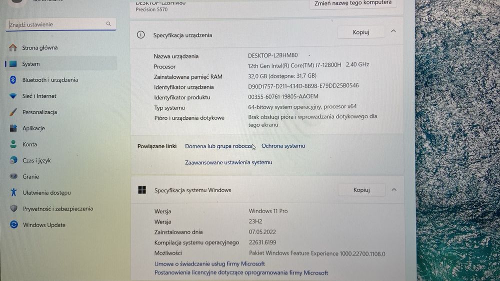 Laptop Dell Precision 5570 | i7 12gen | RTX A1000 | 32GB RAM | 2x SSD