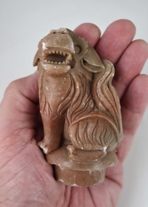 Incensário cães foo - Grande escultura em pedra sabão - China