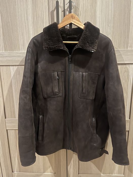 Kożuch męski naturalny brazowy