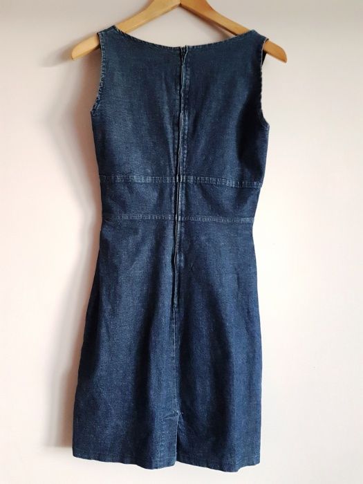 sukienka krótka jeans jeansowa denim 36 S 38 M prosta bez rękawów