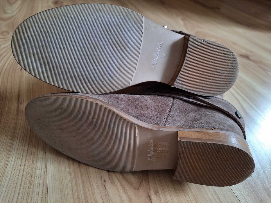 Skórzane botki R.Polański kolor taupe