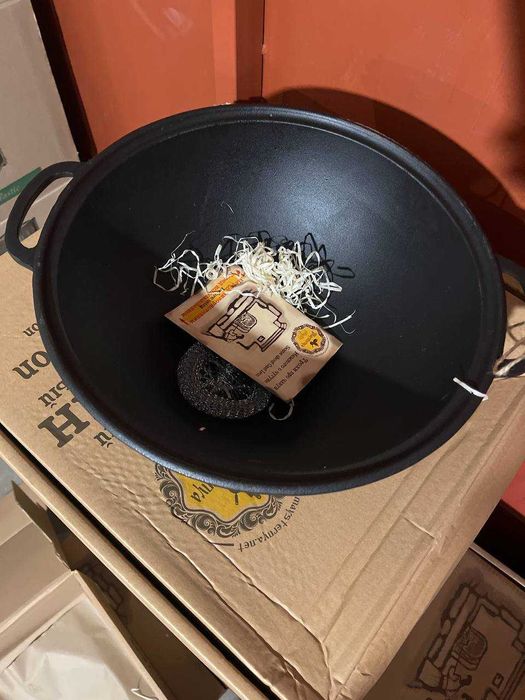 Казан 8л, Ø34см,вага 9,79кг, чавунний узбецький WOK, кришка-сковорода